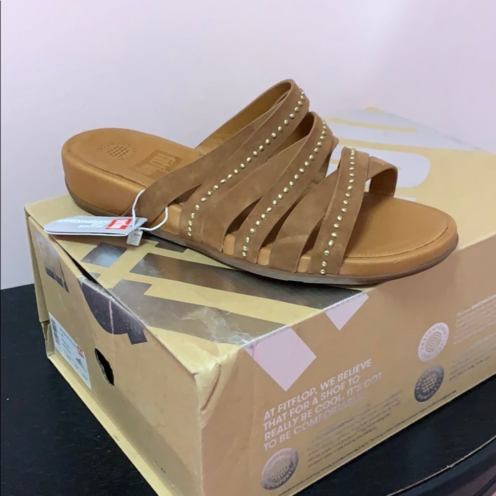 Fitflop Lumy Studded Leather Slides US 7 New w/Box